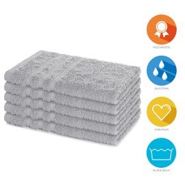 Lavea Guest Towels, Terry Series Elena, 30 x 50 cm, Silver, Set of 5