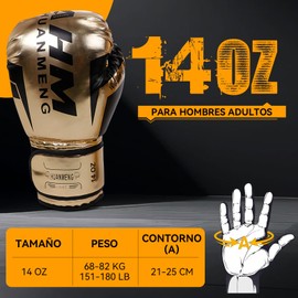 JYYBN 14oz Guantes de Box para Hombres Adultos, 7 cm Punta Golpe Guantes de Boxeo para 68-82kg, Fuerte Protección y Estabilidad, Set con Protector Bucal Vendas Manoplas