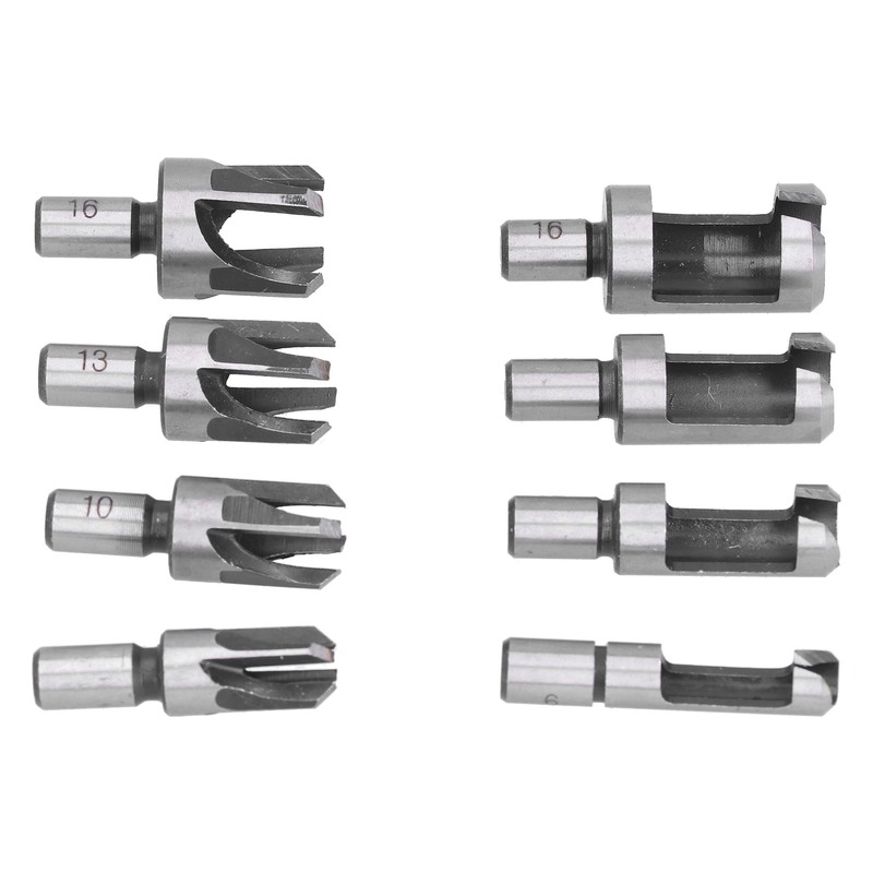 8Pcs Wood Plug Drill Bit Cutter Carbon Steel Industrial Barrel
