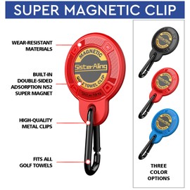SisterAling Magnetic Clip for Golf Towel,Removable Industrial Magnetic Accessories Design for Strong Hold to Golf Carts or Clubs
