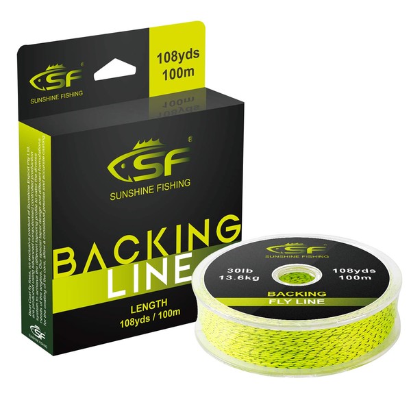 SF Braided Fly Fishing Trout Line Backing Line 30LB 100m/108yds Fluo Yellow/Black-N