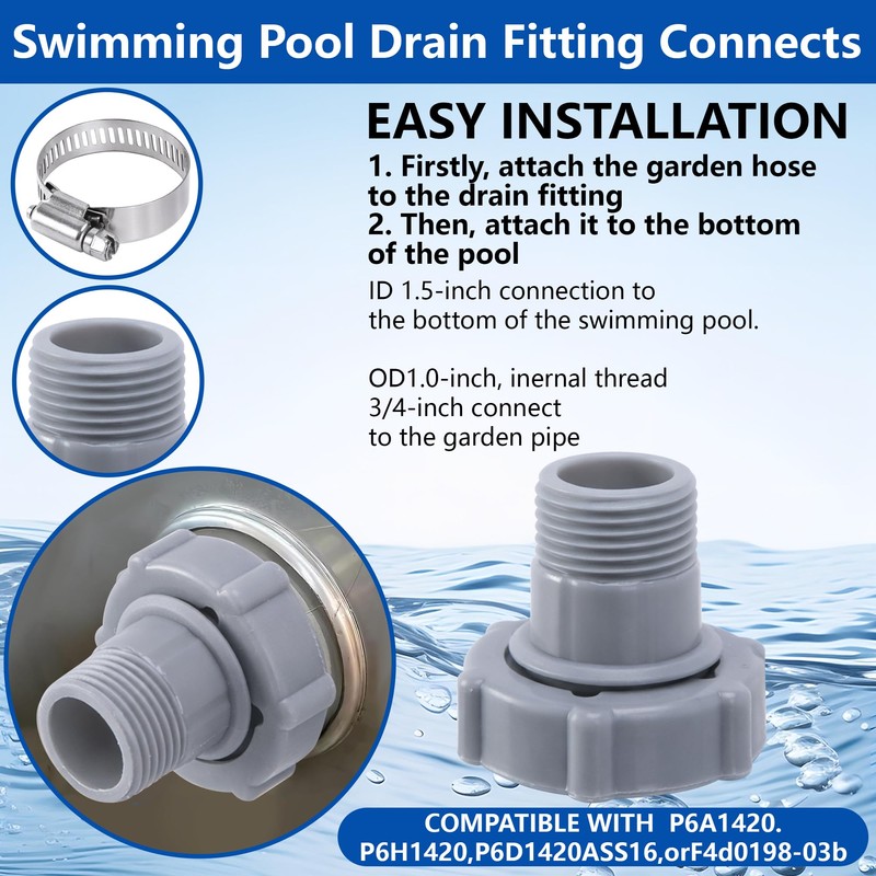 9 Pcs Pool Drain Valve Cap and Connector Set, Swimming