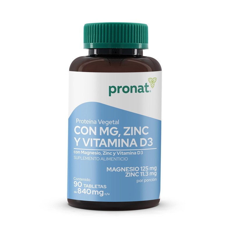 Pronat Magnesio Zinc con protena vegetal - 90 tabletas