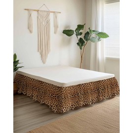 Bed Skirt Leopard Print Bed Skirt 16 Inch Drop Skin Pattern of a Wild Safari Animal Elastic Wrap Around Bed Skirt Dust Ruffle for Queen Size Bed