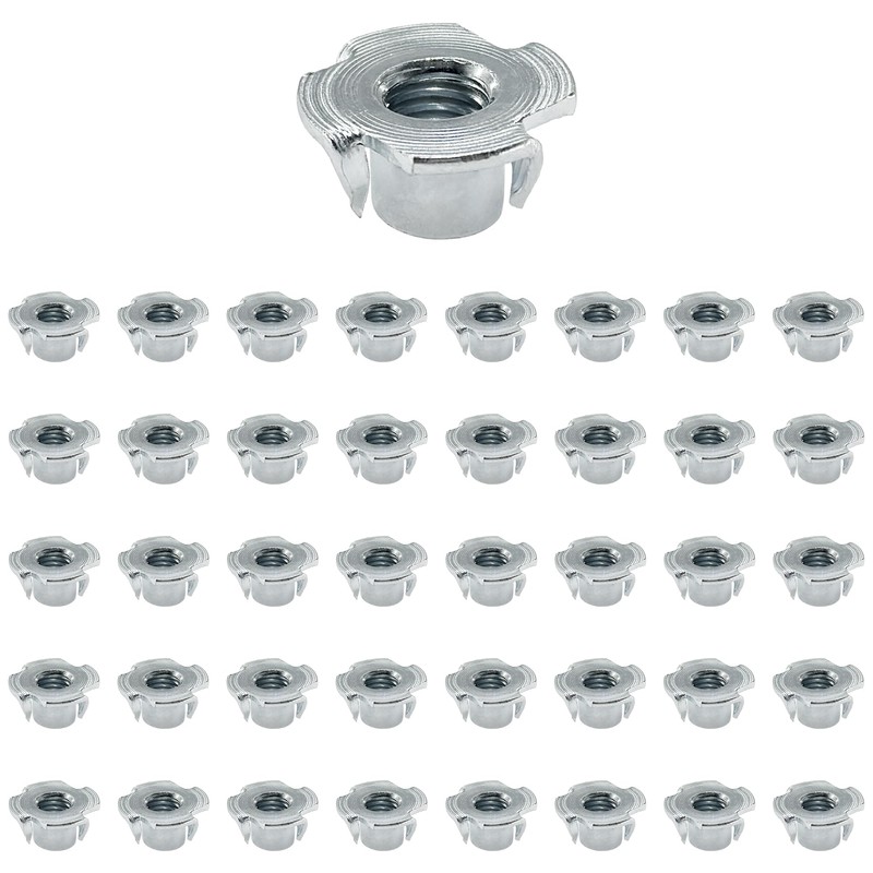 40 PCS Four Pronged T-Nuts, Galvanized Furniture Nuts for Woodworking