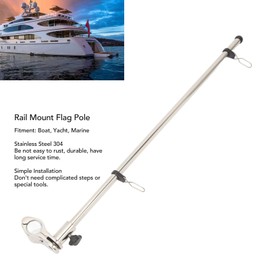Boat Flag Pole Mount, Stainless Steel Marine Grade Rail Mount Flag Pole 22 Inches, 22.2 to 25mm Flag Pole Base Kit for Marines Boat Yacht Kayaks, Rust Resistant, Easy Installation