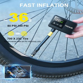 KEPEAK Mini Bike Pump, Bicycle Pump with Digital Pressure Gauge, Portable Bike Air Pump Tire Inflator with Presta and Schrader Valve for Road Bikes, Mountain Bikes, E-Bike, City Bicycle and Ball