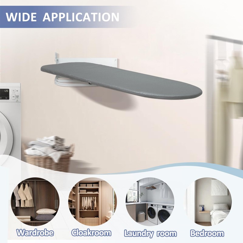 VerRich Foldable Wall Mounted Ironing Board 36” x 12”180°Rotatable Ironing
