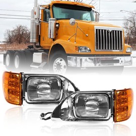 Seassauto Headlight for International 9200-9900 Driver and Passenger Side Headlights Headlamps Assembly for International 2003 2004 2005 2006 2007（a Pair）