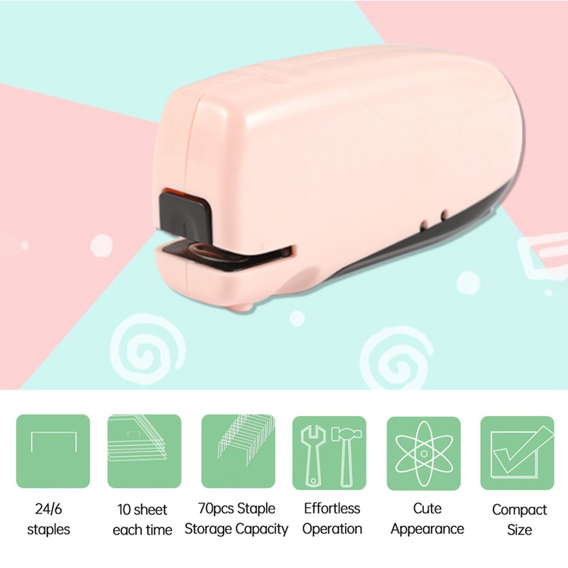 Electric Stapler 10 Sheet Capacity Rechargeable Portable Automatic Stapler Support