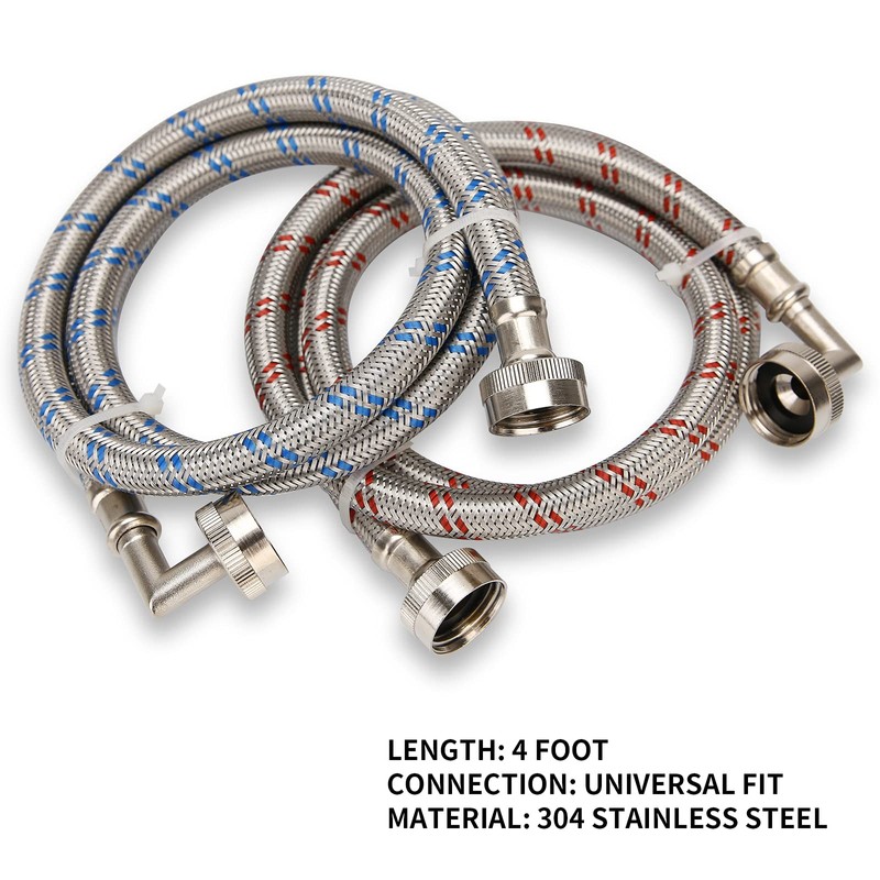 Watflow Stainless Steel Washing Machine Hoses, 5FT