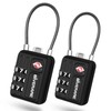 2 Pack TSA Approved Travel Luggage Locks, Metal Cable Combination