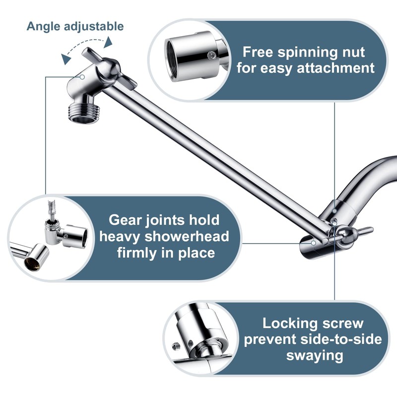BRIGHT SHOWERS Brass Shower Head Extension Arm for Rain and