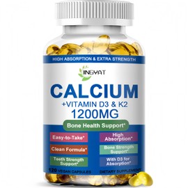 Calcium Supplements for Women - Calcium 1200 mg with Vitamin D3 & K2 - High Absorption Extra Strength Calcium Citrate for Bone Health, Strength, Density, Muscle, Heart Support - Slow Release, Non-GMO