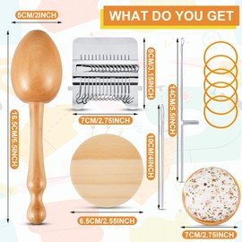 Jexine Mini Darning Egg for Socks 14 Hooks Small Speedweve Style Weaving Darning Loom with 9 Pcs Large Eye Needles 50 Colors Thread for Handcraft DIY Weaving Repair Tool