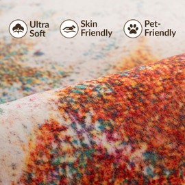 UMINEUX Washable Area Rug 5'x7' Large Modern Abstract Living Room Rug with Anti-Slip Rubber Backing, Ultra Soft Low Pile Rugs Carpet for Dining Room Bedroom Home Office Decor