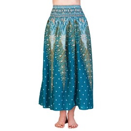 PANASIAM Summer Skirt Plain 100% Natural Viscose Fits S to L, V04 Turquoise