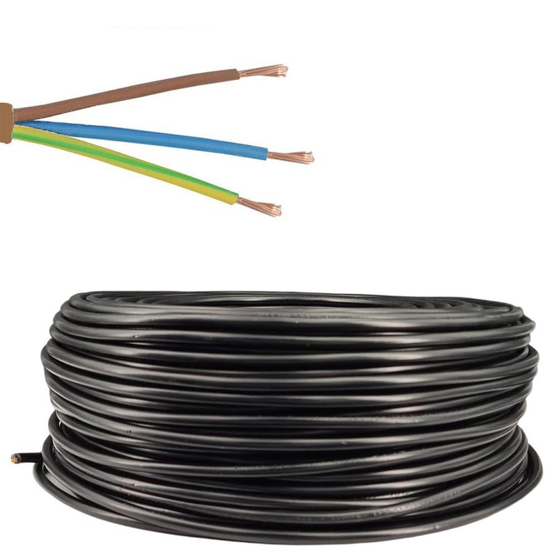 10 m cable, black, 3 x 1.5 mm², flexible, H05VV-F