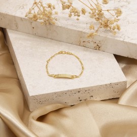 Carissima Gold Women's 9ct Yellow Gold 17mm x 4.5mm Hollow Figaro ID Bracelet 18cm/7'