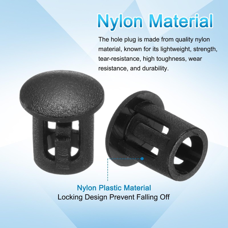 sourcing map 100pcs Nylon Plastic Hole Plugs, 1/5"(5mm) Round Drill