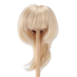 1/4 Doll Wig, Straight Bang Shoulder Length Short Hair for 7.3-8.3in Head Circumference, Soft Doll Short Straight Wig Synthetic Doll Hair Handmade Accessories (Cream Blonde)