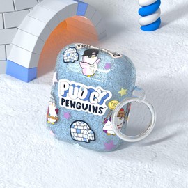 Velvet Caviar Compatible with AirPods Pro Case 2nd and 1st Generation - Cute Protective Hard Cover for Women - Pudgy Penguins Blue Glitter