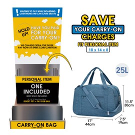 Narwey 18" Carry on Bag Underseat for Airplane Spirit Airlines Personal Item Travel Bag 18x14x8 Small Duffle Bag Duffel Bag Gym Weekender Overnight Bag with Wet Pocket for Women and Men (Navy Blue)