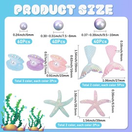 SOFPLATE 160Pcs Sea Shell Vase Fillers Candle Fillers Decorations Colorful Floating Resin Mermaid Starfish Summer Glitter Plastic Pearl Vase Accessories for Candle Table Centerpiece Party Home Beach