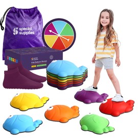 Special Supplies Stepping Stones for Kids - Set of 6 Fish Balance Blocks - Indoor/Outdoor Play - Child Safe Rubber, Non-Slip Edging - Promotes Coordination, Balance, Strength