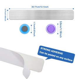 DUJEQM Magnetic Board Frameless Stainless Board Strips Magnetic Strips with Adhesive Backing Magnet Board Magnet Strip Magnetic Bulletin Board Memo Board with 7pcs Colorful Magnet for Office Home,2PCS