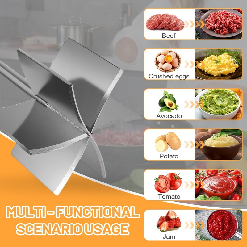 BelleFlair Stainless Steel Meat Chopper, 28 cm Mince Masher with