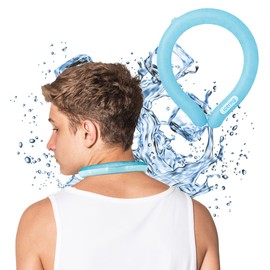 KN FLAX Neck Cooling Tube, Portable Neck Ice Ring, Neck Cooling Wraps for Summer, Neck Coolers for Hot Weather, Freezes Below 64°F, Cold Ice Pack Gel for Indoor Outdoor Workers, Sports (Blue)