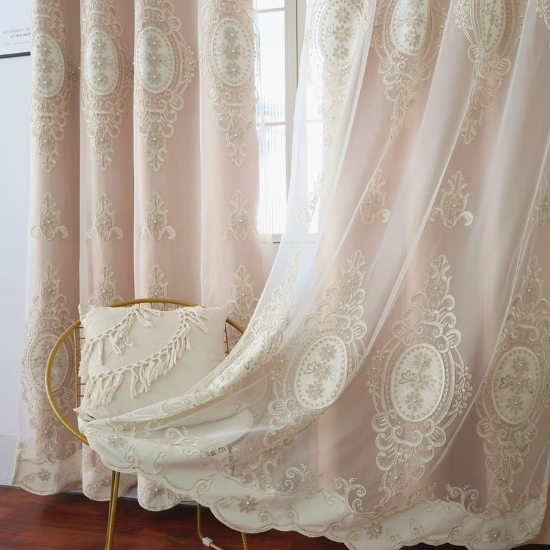 Amidoudou 1 par de cortinas europeas de doble capa con