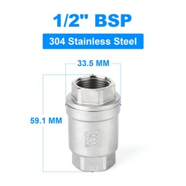 ERGAOBOY 1/2" BSP Female x Female Thread, 304 Cast Check Valve, Backflow Prevention