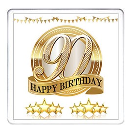 HAPPY BIRTHDAY, 90th Birthday Gift Coaster.