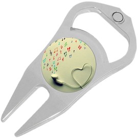 Headphones Music Notes Hearts Golf Ball Marker Divot Repair Tool Bottle Opener