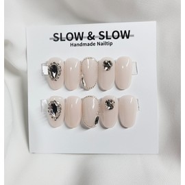 [Sl&Sl Nail Tips] Wedding Veil Nails - Almond / [슬앤슬네일팁] 웨딩베일 네일 - 아몬드