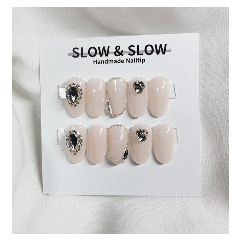 [Sl&Sl Nail Tips] Wedding Veil Nails - Almond / [슬앤슬네일팁]