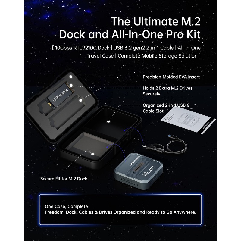 AMZPILOT Tool-Free M.2 SSD to USB C Dock with Travel