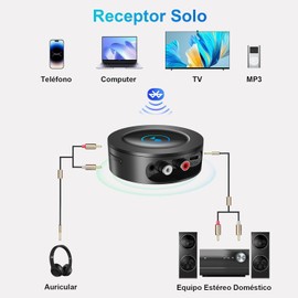 Bluetooth 5.2 Receiver for Home Stereo AUX Adapter for HiFi Music Streaming, Wired Speakers, with AUX 3.5mm/RCA, Long Range,Low Latency and HD Audio