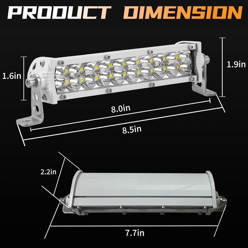 7 Inch LED Light Bar for Boat, 60W 6000lm Marine
