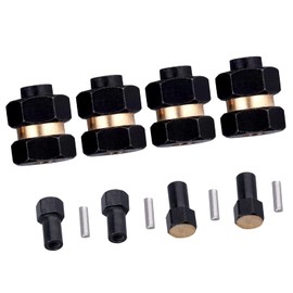 4 Pieces Brass Extended Wheel Hubs 7 mm Hex Spacers for Axial SCX24 1/24 RC Crawler Upgrades Parts & Locknuts Wrench Tool SCX24 Wheel Spacers