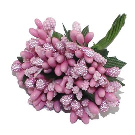 Tvoip 144PCS/lot Mulberry Party Artificial Flower Stamen Wire Stem/Marriage Leaves Stamen Wedding Box Decoration (Pink)