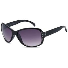 styleBREAKER Damen Butterfly Sonnenbrille mit Strass und Verlaufstönung, Schmetterlingsform 09020054, Farbe:Gestell Schwarz/Glas Grau Verlauf