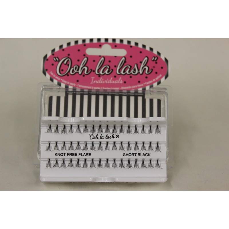 Ooh La Lash Individual Knot Free Natural Lashes, Black, Short