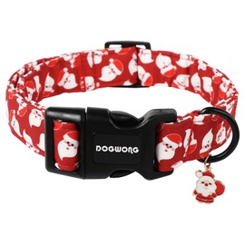 DOGWONG Christmas Red Santa Dog Collar- Cute Santa Claus Christmas Dog Collars Adjustable Designer Christmas Dog Collar for Small Medium Large Dogs M