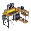 DEVAISE Gaming Desk with Power Outlets & LED Lights, L