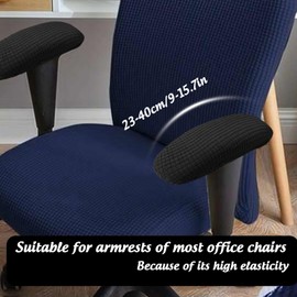 Wsetyy 4PCS Office Chair Armrest Covers Slipcover, Black Chair Arm Cover Protector for Computer Gaming Chair Stretch Non-slip Anti-Scratch