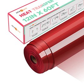 HTVRONT Heat Transfer Vinyl Red Iron on Vinyl-12 x 60FT Red HTV Vinyl Roll Easy to Cut & Weed for Heat Vinyl Design