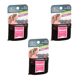 Scunci Black Gel Elastics, No Slip Grip, Strong Hold-Ponytailers (3-Pack of 14ct)
